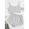 Kadın Gri Askılı Crop Top ve Şortlu Gecelik Takım