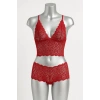 Kadın Kırmızı Dantel Bralet Şort Takımı – Tutkulu ve Çekici İç Giyim