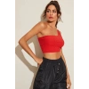 Kadın Kırmızı Tek Omuz Crop Büstiyer