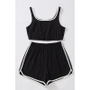 Kadın Siyah Askılı Crop Top ve Şortlu Gecelik Takım