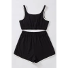 Kadın Siyah Askılı Crop Top ve Şortlu Gecelik Takım