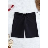 Kadın Siyah Önden Bağcıklı Deniz Şortu