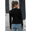Kadın Siyah Uzun Kollu Fit Basic Crop Top Bluz