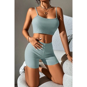 Kadın Açık Mavi Şortlu Kaşkorse Gecelik Takım