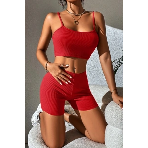 Kadın Kırmızı Şortlu Kaşkorse Gecelik Takım