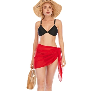 Kadın Kırmızı Transparan Belden Bağlamalı Pareo