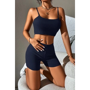 Kadın Lacivert Şortlu Kaşkorse Gecelik Takım