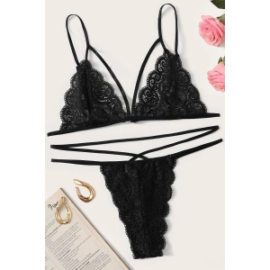 Kadın Siyah Dantel Sütyen Külot Takımı