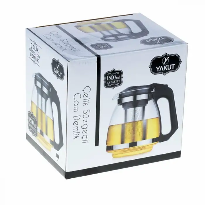 YAKUT ÇELİK SÜZGEÇLİ CAM DEMLİK 1500 ML 7488
