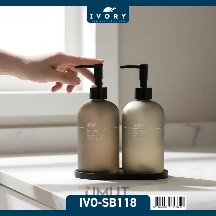 IVORY CAM SIVI SABUNLUK İKİLİ STANDLI IVO-SB118