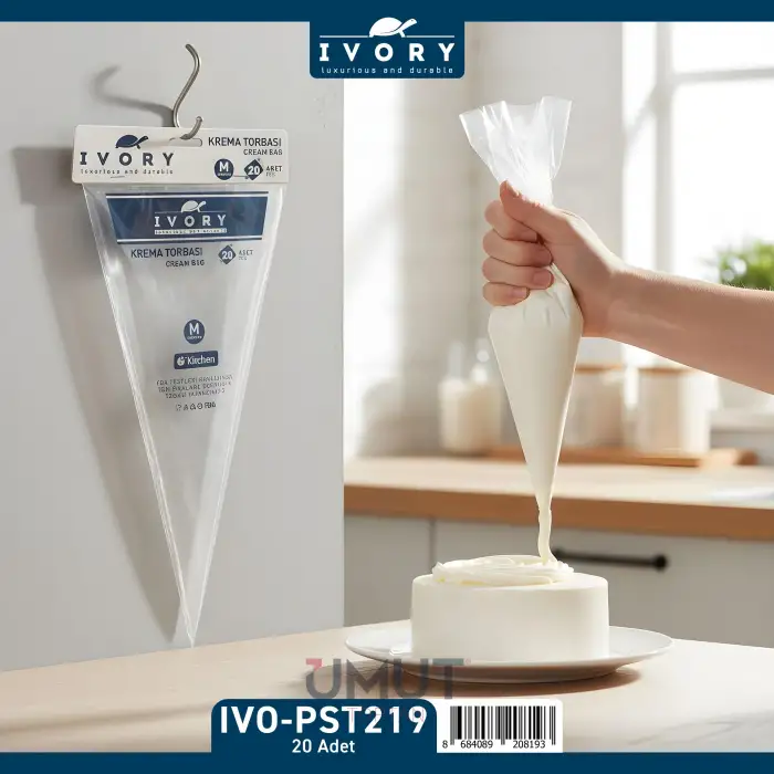 IVORY KREMA TORBASI ŞEFFAF 20 Lİ IVO-PST219
