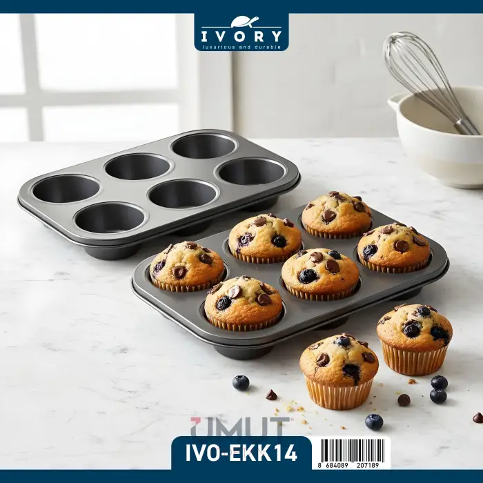 IVORY MUFFİN KEK KALIBI TEFLON 6 SIRA IVO-EKK14