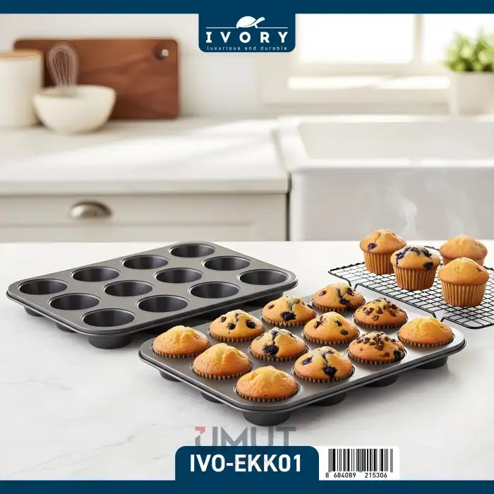IVORY MUFFİN KEK KALIBI TEFLON 12 SIRA IVO-EKK01