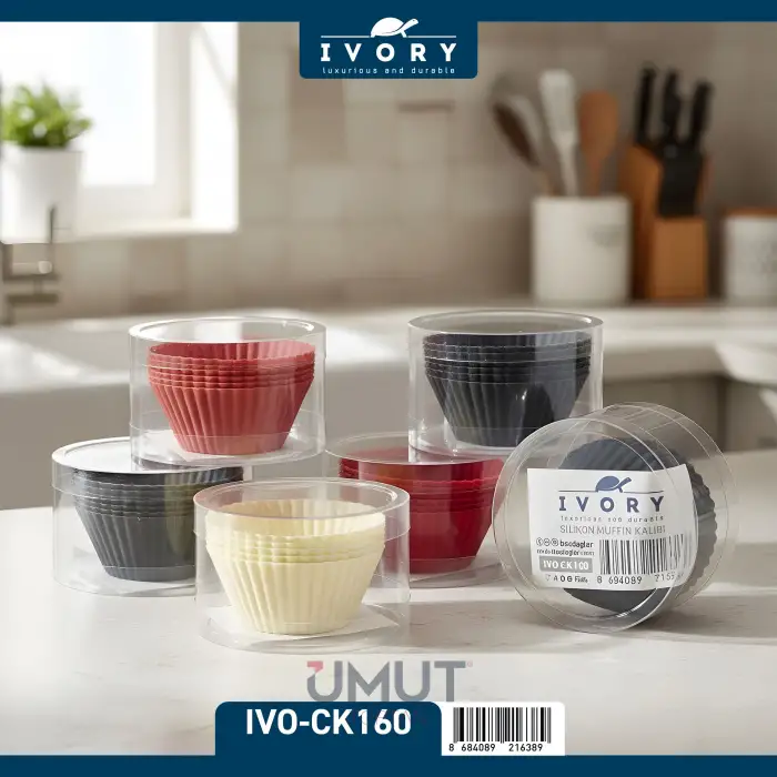 IVORY MUFFİN KEK KALIBI SİLİKON IVO-CK160(PK-12Lİ)