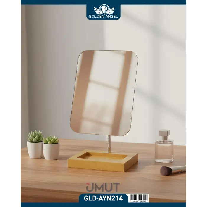 GOLDEN ANGEL MASA ÜSTÜ MAKYAJ AYNA BAMBU AYN-214