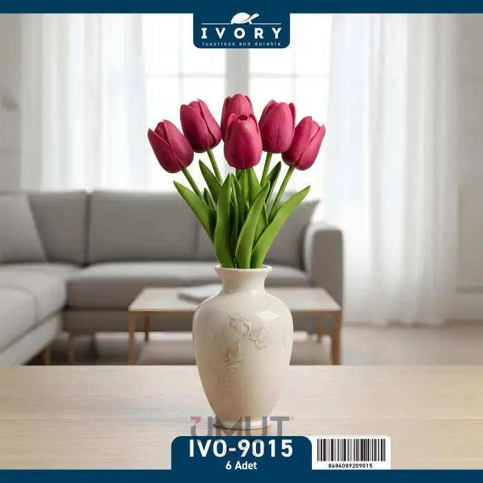 IVORY DEKORATİF YAPAY LALE KARMA 6 LI IVO-9015