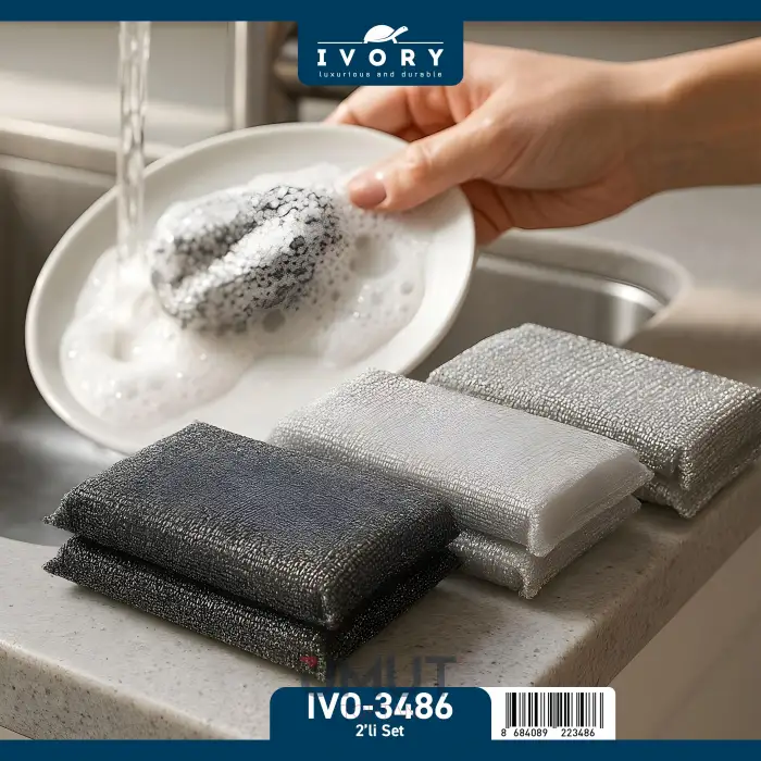 IVORY BULAŞIK SÜNGERİ INOX IVO-3486 (PK-12 Lİ)