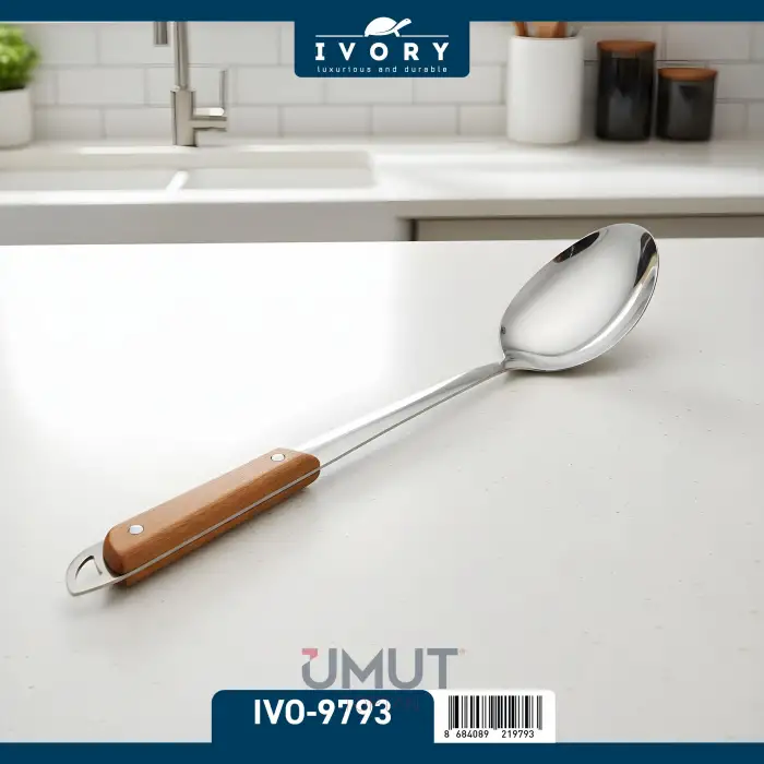 IVORY AHŞAP SAPLI ÇELİK SERVİS KAŞIĞI IVO-9793
