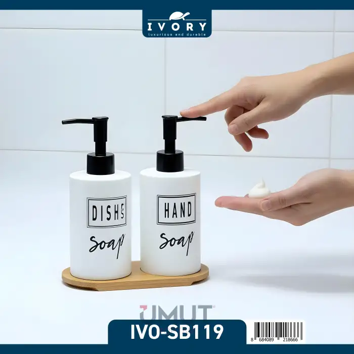IVORY CAM SIVI SABUNLUK İKİLİ STANDLI IVO-SB119