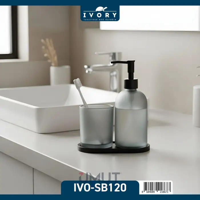 IVORY CAM SIVI SABUNLUK İKİLİ STANDLI IVO-SB120