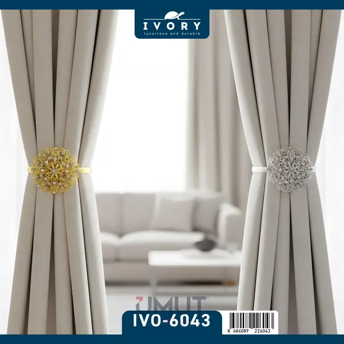 IVORY PERDE MANDALI MIKNATISLI TEKLİ IVO-6043