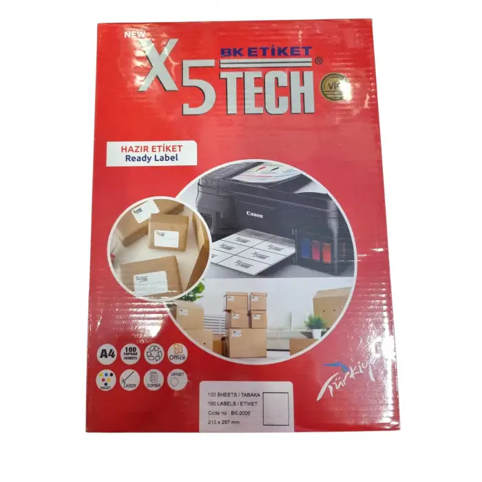 X5TECH A4 LASER ETİKET 210X297 BK-2000 (PK-100LÜ)