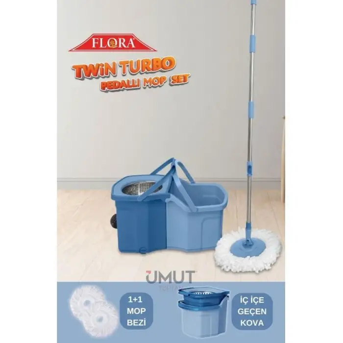 FLORA TWIN TURBO PEDALLI MOP SET MAVİ F-242
