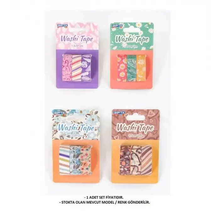 GIPTA RENKLİ BANT TAPE 1.5 MM X2M 3 LÜ SET
