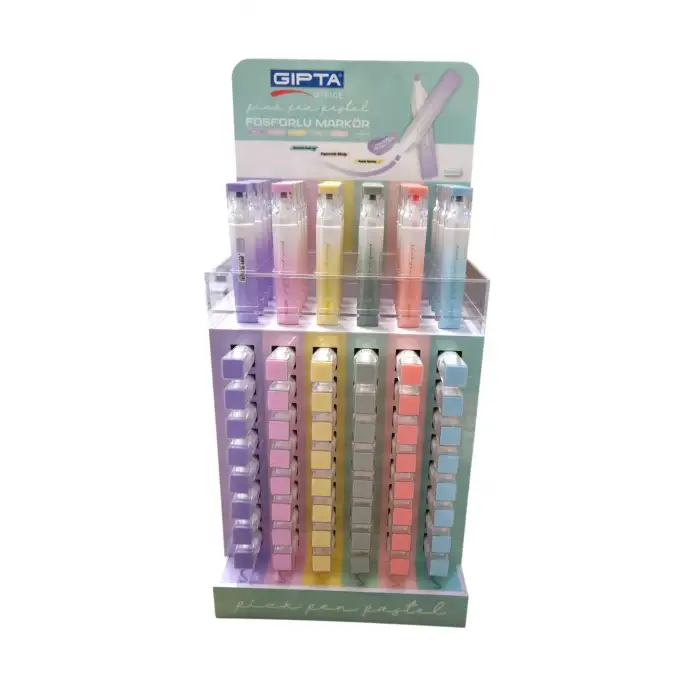 GIPTA KESİK UÇLU FOSFORLU KALEM 6 RENK 1420 (ST-180 Lİ)