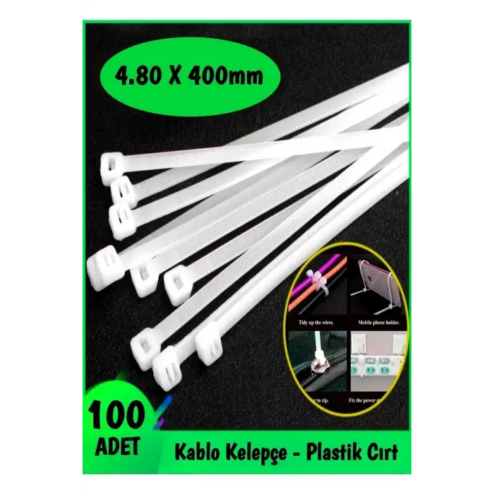 MUTLUSAN CIRT KELEPÇE (KABLO BAĞI)4,8 X400 100 LÜ