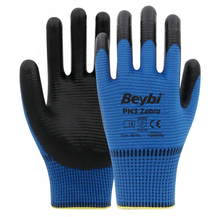 MEŞEM ZEBRA ELDİVEN 1/2 MAVİ-SİYAH EL-370(PK-12Lİ)