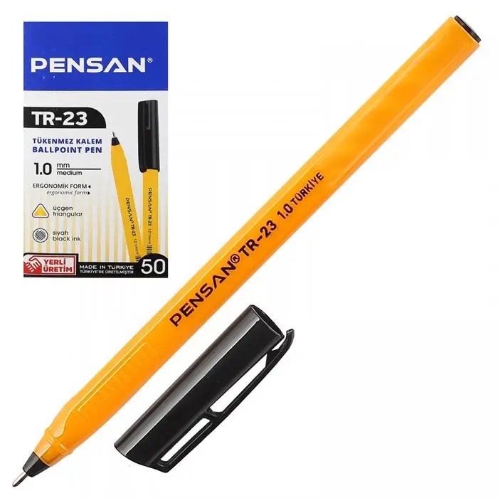 PENSAN ÜÇGEN GÖVDE TÜKENMEZ KALEM SİYAH TR-23 (PK-50)