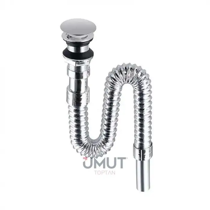 DMAX LAVABO SİFONU KROM BASMALI KÖRÜKLÜ DMX-4667