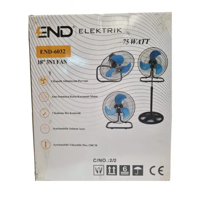 END SANAYİ TİPİ AYAKLI 3 PERVANE VANTİLATÖR 6032