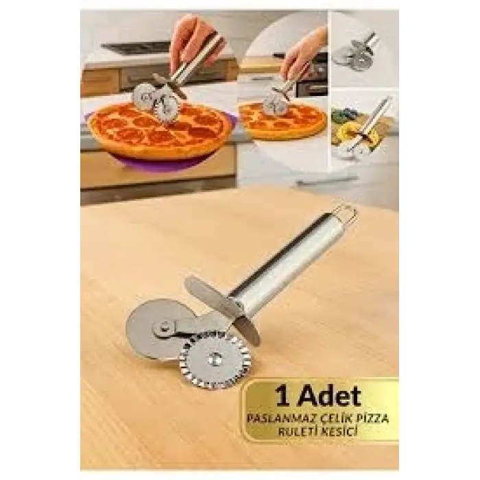 IVORY ÇELİK PİZZA KESME RULETİ ÇİFT BIÇAK ME-195