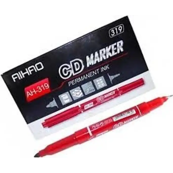 AIHAO ÇİFT TARAFLI CD KALEMİ KIRMIZI 319(PK-12 Lİ)