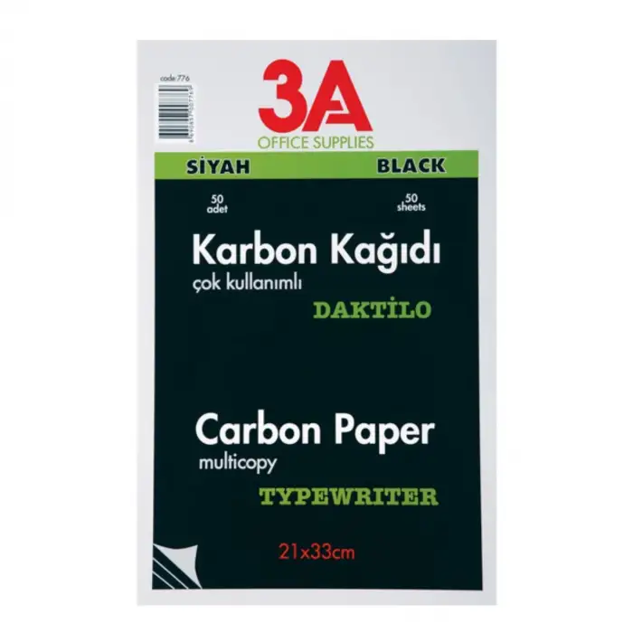 ARK 3A KARBON KAĞIDI SİYAH 21X33 CM 50 Lİ 776