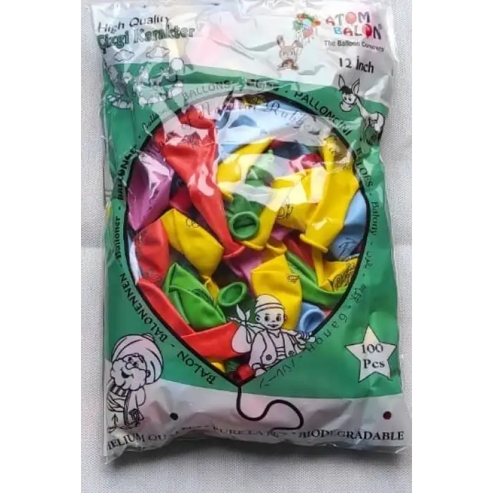 ATOM BALON ÇİZGİ KARAKTER 12 İNC 100 LÜ
