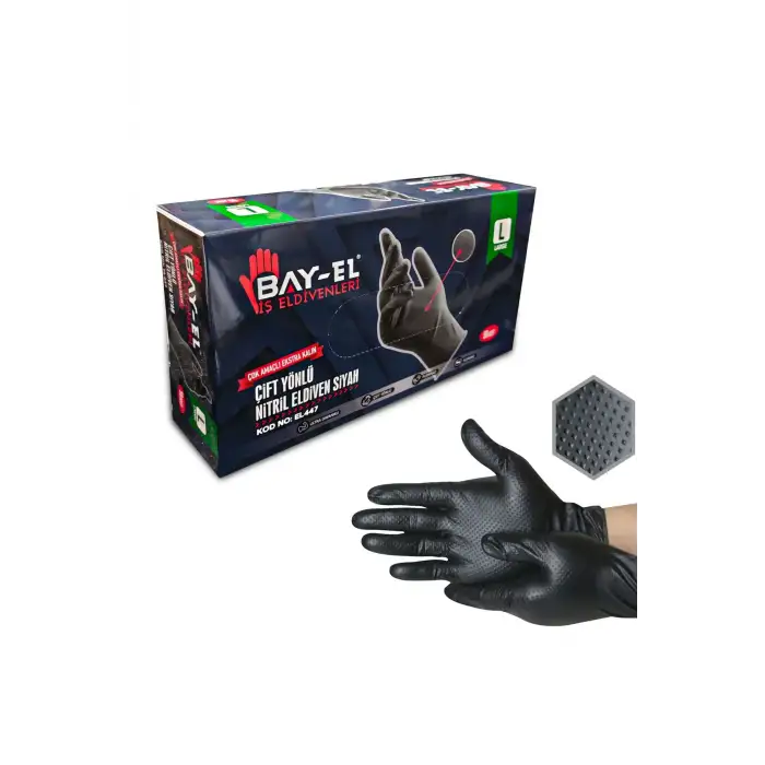 BAY-EL ÇİFT YÖNLÜ NİT.ELD.SİYAH L EL-447 (PK-50Lİ)