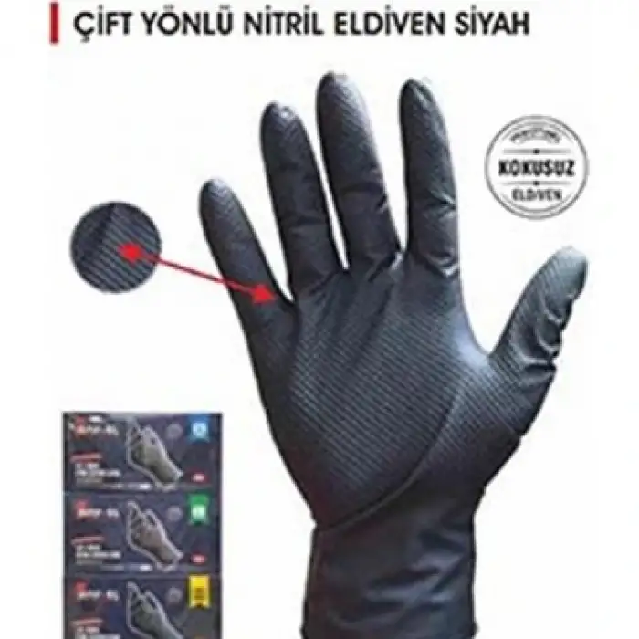 BAY-EL ÇİFT YÖNLÜ NİT.ELD.SİYAH L EL-447 (PK-50Lİ)