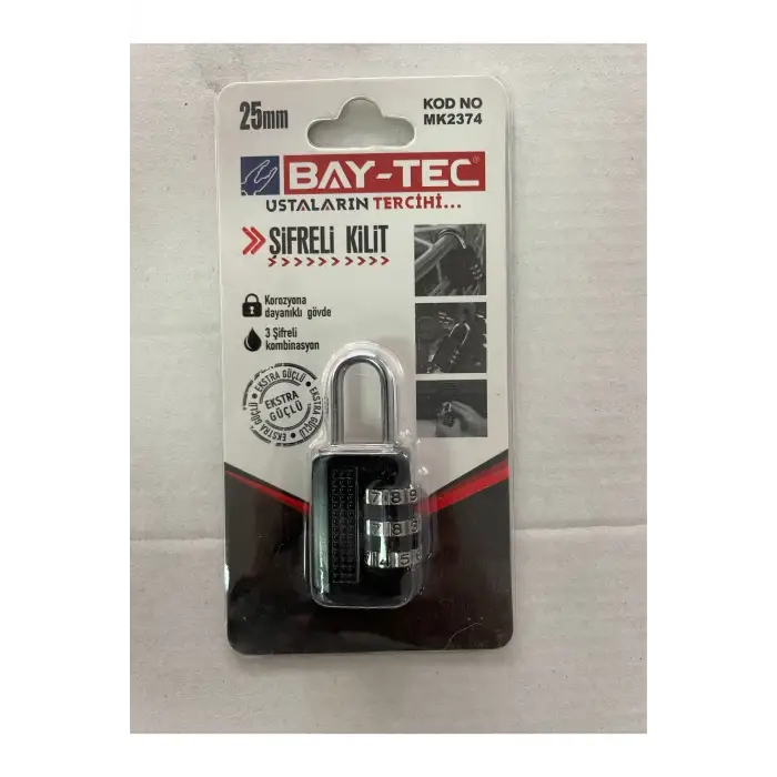 BAY-TEC ŞİFRELİ ASMA KİLİT 25 MM 2374