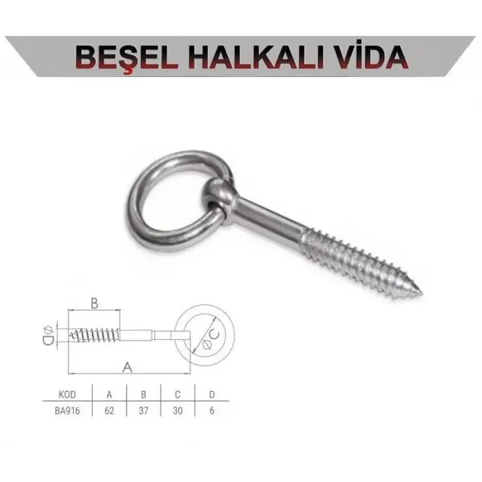 BEŞEL HALKALI VİDA 6 BA-916 (PKT-60 LI)