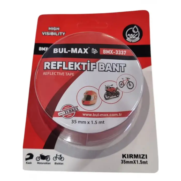 BUL-MAX REFLEKTİF BANT 35MMX1,5MT KIRMIZI BMX-3337