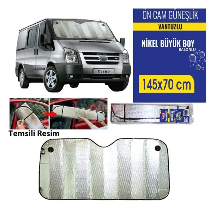 CARUB GÜNEŞLİK ÖN CAM 145X70 CM VANTUZLU 4954506