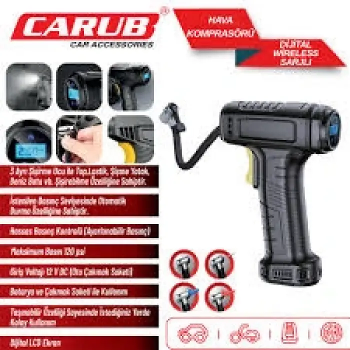 CARUB HAVA KOMPRESÖRÜ DİJİTAL ŞARJLI 60W 2491331