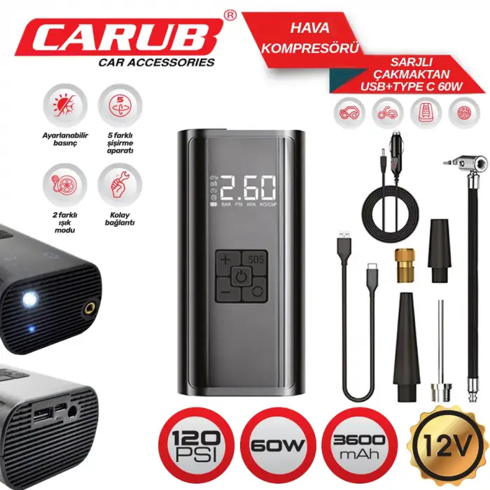 CARUB HAVA KOMPRESÖRÜ MİNİ 12V 60W 2491330