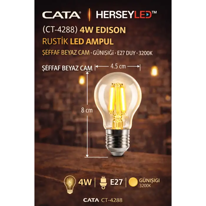 CATA EDISON LED AMPUL 4 W GÜN IŞIĞI CT-4288