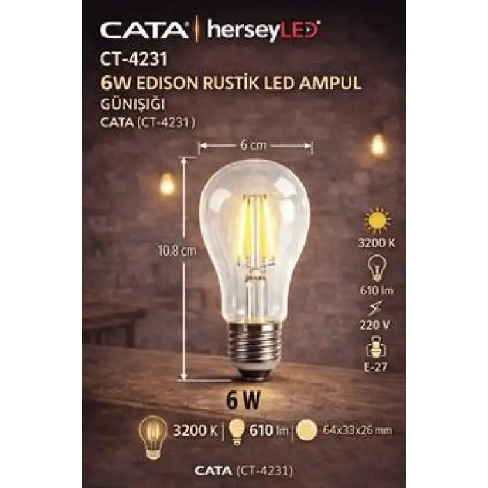 CATA EDISON LED AMPUL 6 W GÜN IŞIĞI CT-4231