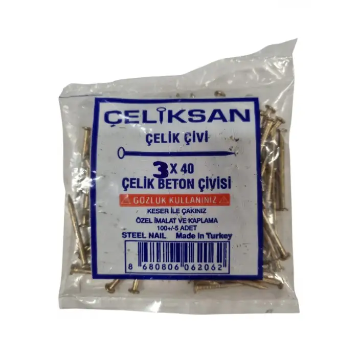 ÇELİKSAN ÇELİK BETON ÇİVİSİ SARI 3 X40 018023