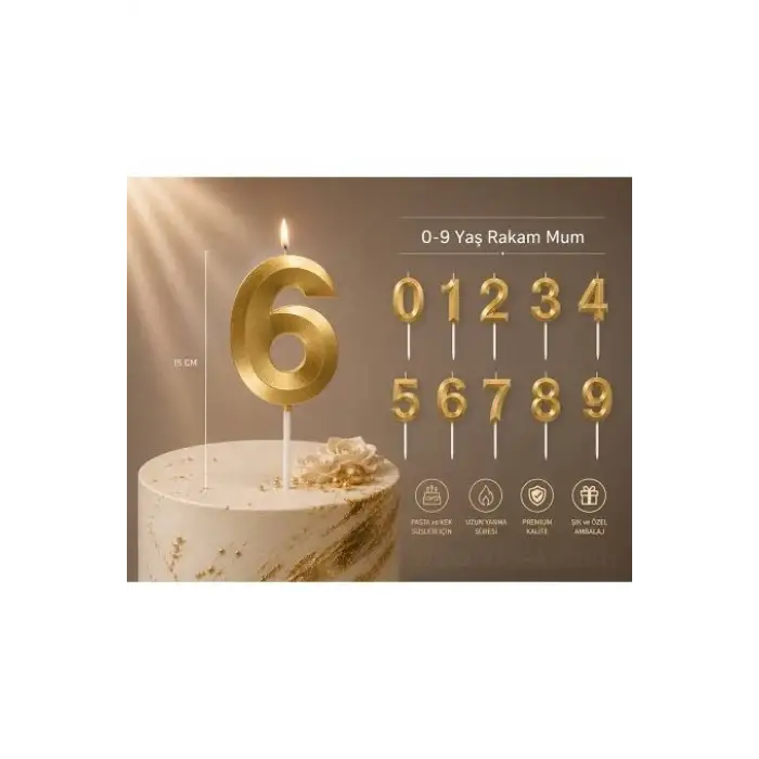 DİNAMİK GOLD RAKAMLI DOĞUM GÜNÜ MUMU D-146 (PK-36)